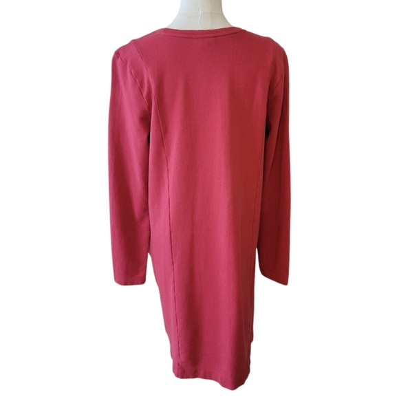 J. Jill Red Cotton Long Sleeve Sheath Dress Size Medium - Picture 4 of 5